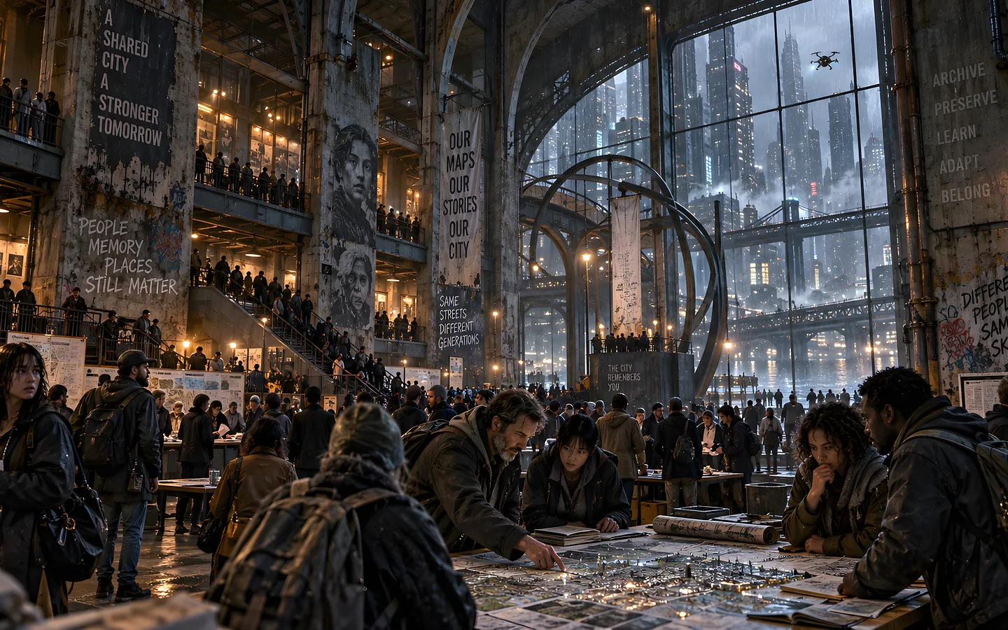 An artistic vision of a possible urban future. AI-generated image.