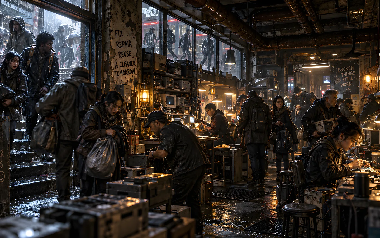 An artistic vision of a possible urban future. AI-generated image.