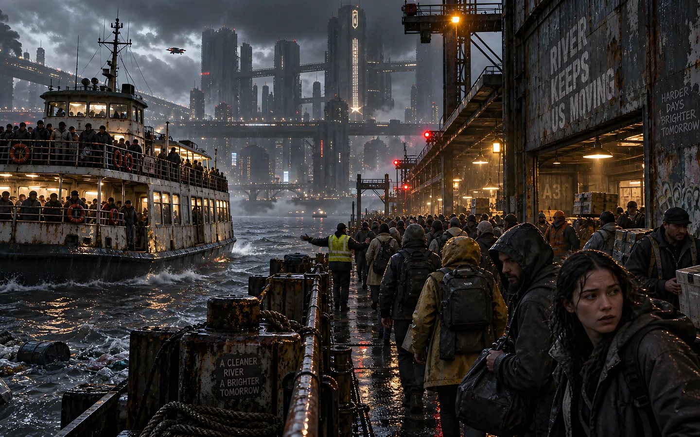 An artistic vision of a possible urban future. AI-generated image.